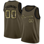 Custom Olive Camo-Black Round Neck Rib-Knit Salute To Service Basketball Jersey photo 1