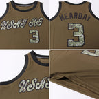 Custom Olive Camo-Black Round Neck Rib-Knit Salute To Service Basketball Jersey photo 4