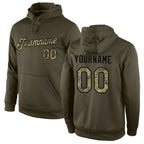 Custom Stitched Olive Camo-Black Sports Pullover Sweatshirt Salute To Service Hoodie
