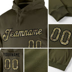 Custom Stitched Olive Camo-Black Sports Pullover Sweatshirt Salute To Service Hoodie detail