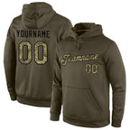 Custom Stitched Olive Camo-Black Sports Pullover Sweatshirt Salute To Service Hoodie photo 1