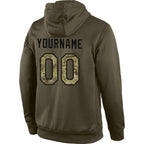 Custom Stitched Olive Camo-Black Sports Pullover Sweatshirt Salute To Service Hoodie photo 4