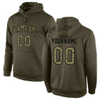 Custom Stitched Olive Camo-Black Sports Pullover Sweatshirt Salute To Service Hoodie