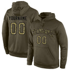 Custom Stitched Olive Camo-Black Sports Pullover Sweatshirt Salute To Service Hoodie photo 1