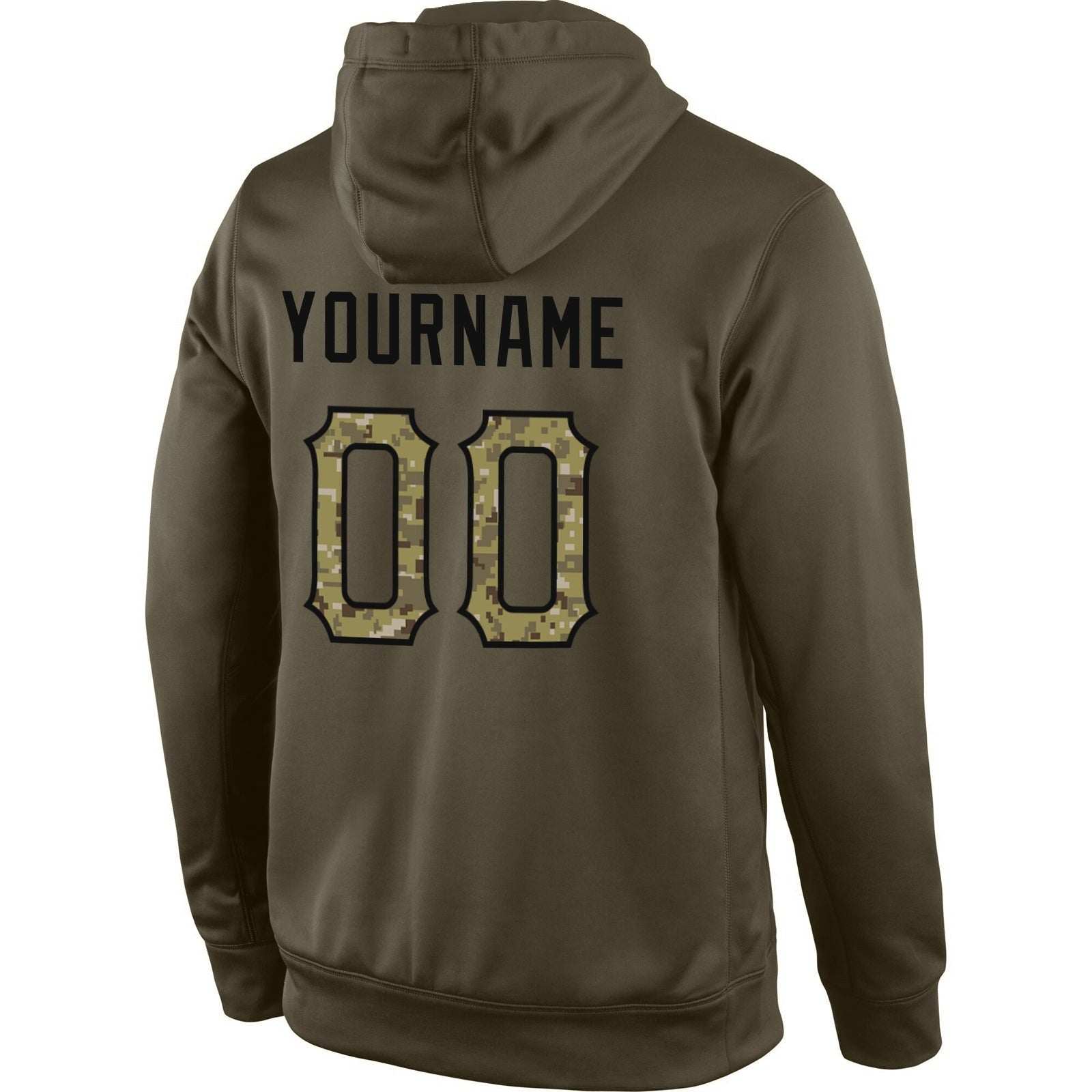 Custom Stitched Olive Camo-Black Sports Pullover Sweatshirt Salute To Service Hoodie photo 3