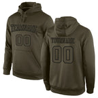 Custom Stitched Olive Olive-Black Sports Pullover Sweatshirt Salute To Service Hoodie