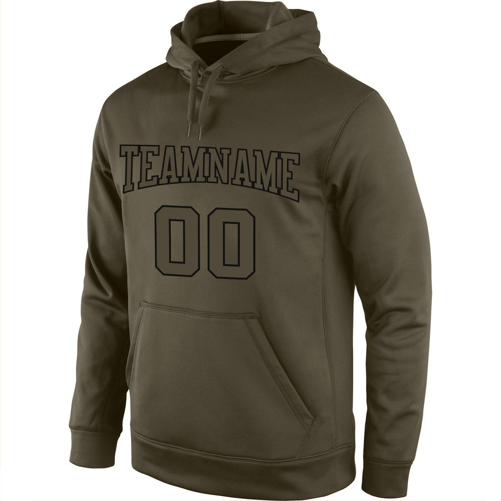 Custom Stitched Olive Olive-Black Sports Pullover Sweatshirt Salute To Service Hoodie photo 2
