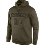 Custom Stitched Olive Olive-Black Sports Pullover Sweatshirt Salute To Service Hoodie photo 2