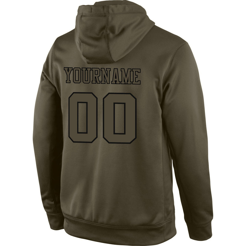 Custom Stitched Olive Olive-Black Sports Pullover Sweatshirt Salute To Service Hoodie photo 3