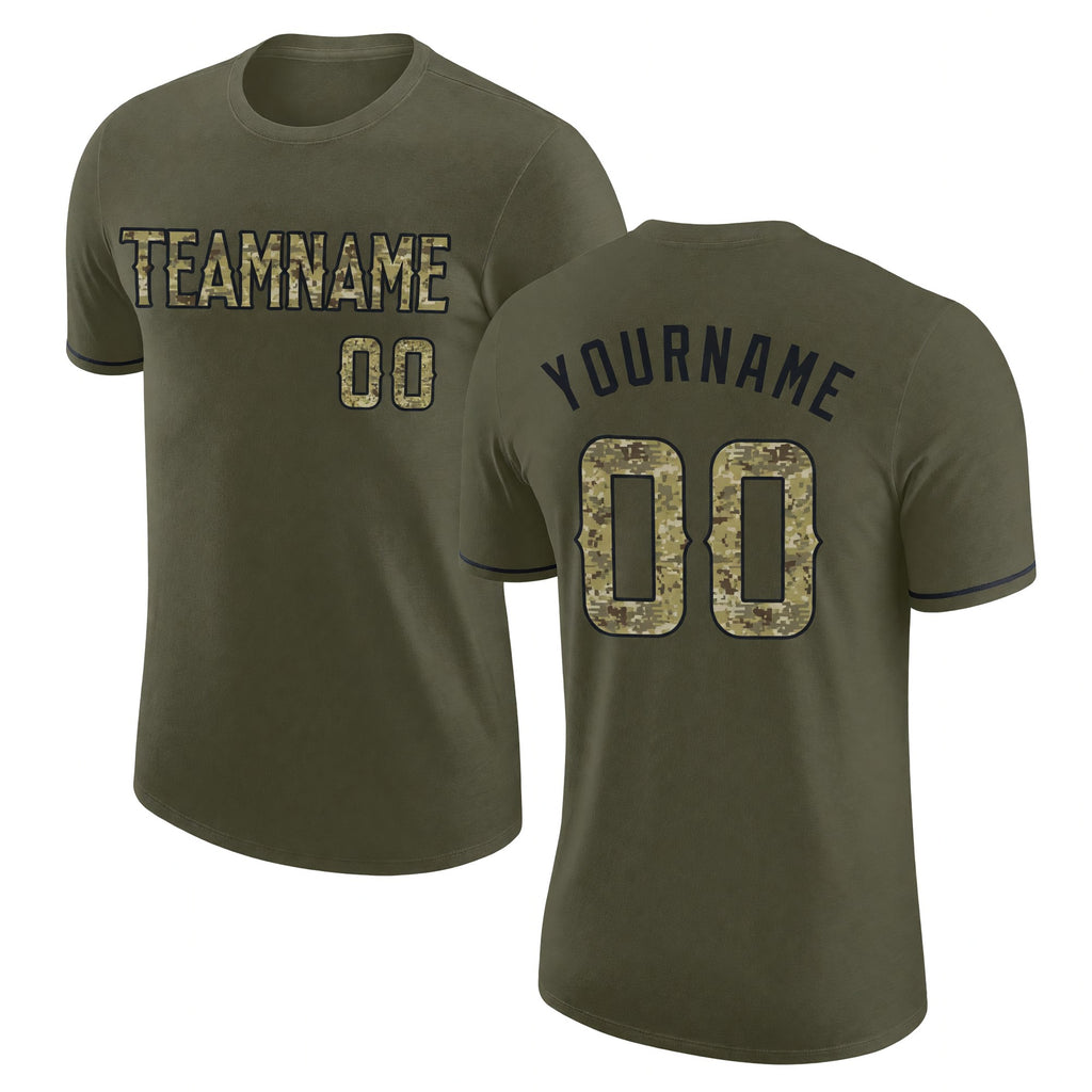 Custom Olive Camo-Black Performance Salute To Service T-Shirt