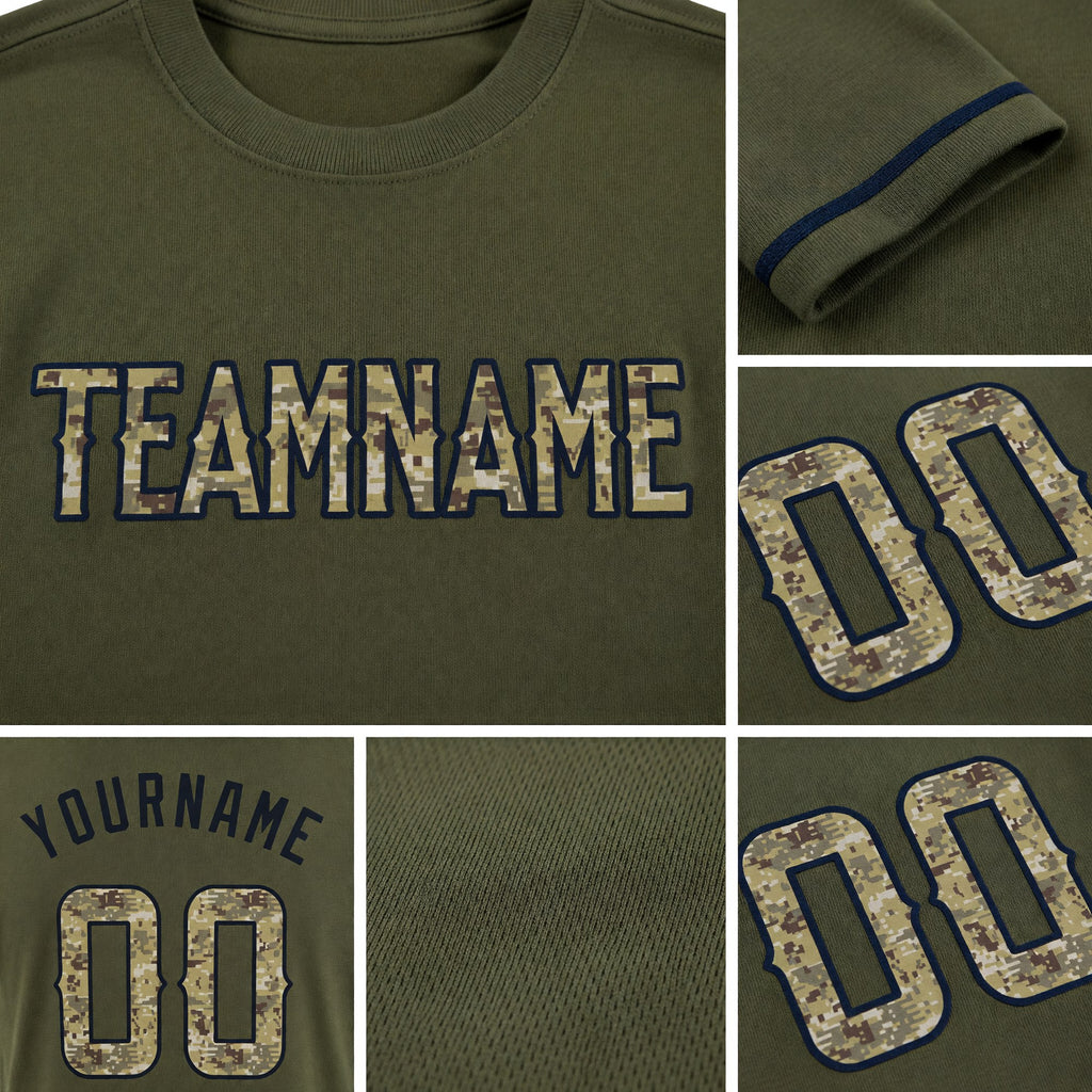 Custom Olive Camo-Black Performance Salute To Service T-Shirt detail