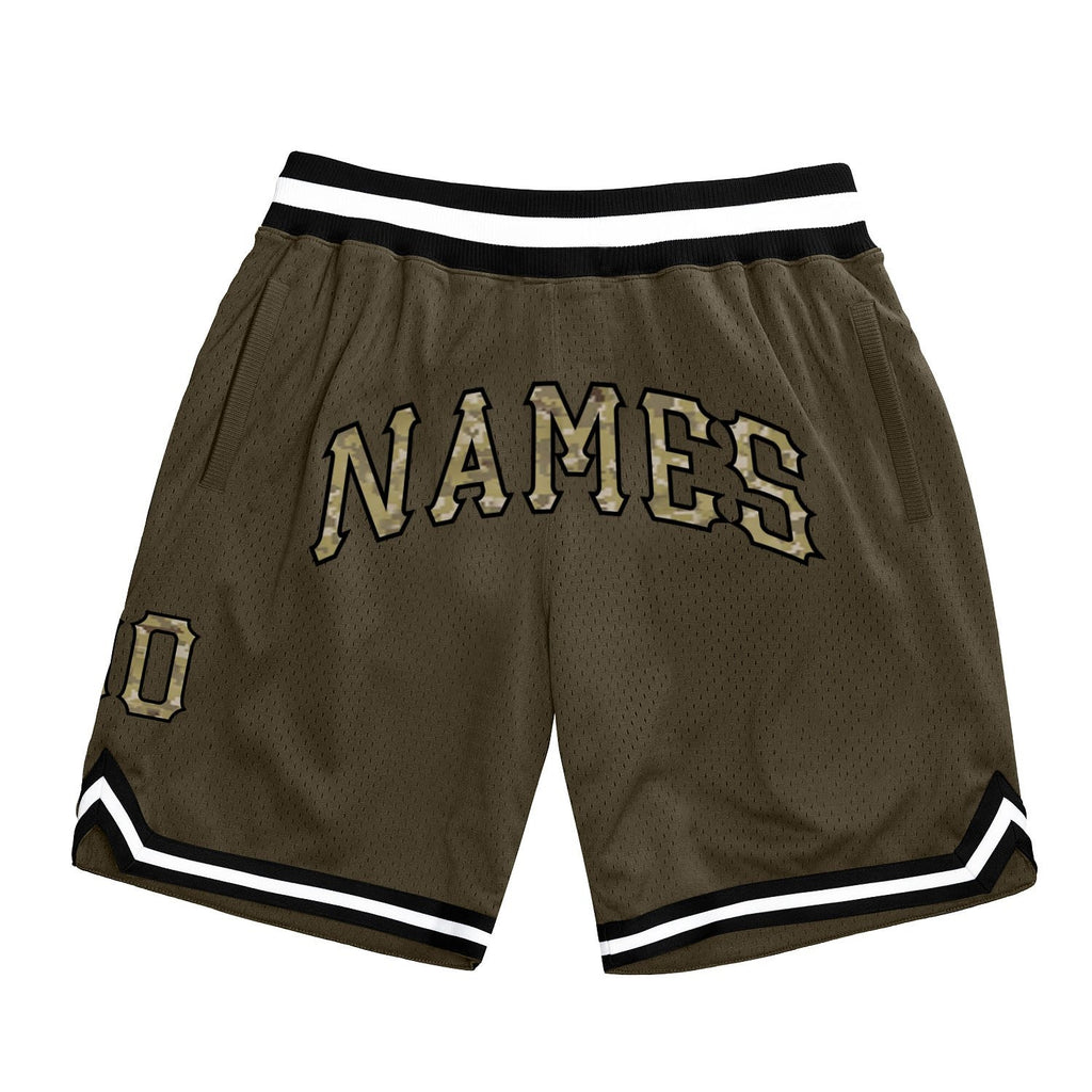 Custom Olive Camo-Black Authentic Throwback Salute To Service Basketball Shorts photo 1