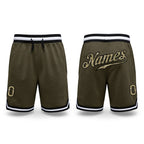 Custom Olive Camo-Black Authentic Throwback Salute To Service Basketball Shorts