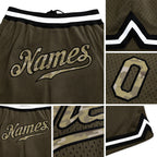Custom Olive Camo-Black Authentic Throwback Salute To Service Basketball Shorts detail