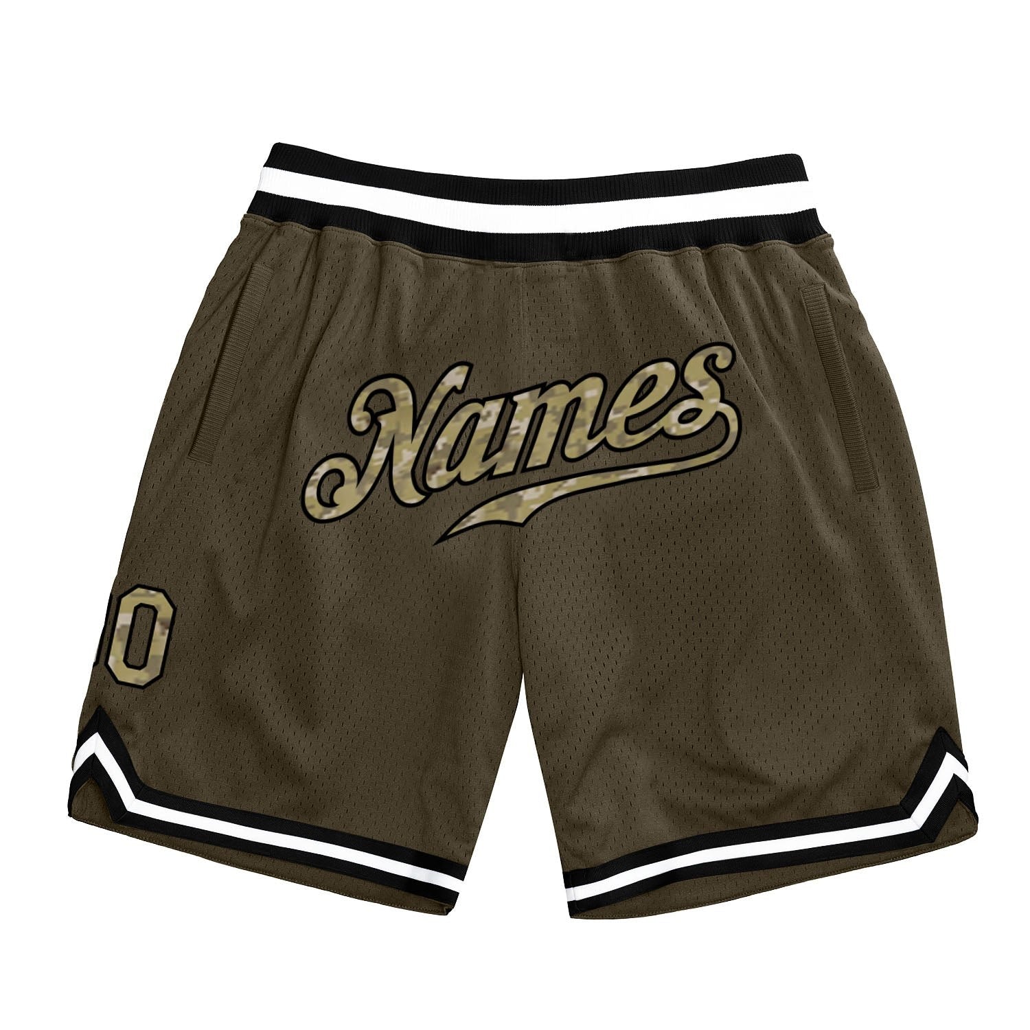 Custom Olive Camo-Black Authentic Throwback Salute To Service Basketball Shorts photo 1