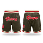 Custom Olive Red-Cream Authentic Throwback Salute To Service Basketball Shorts
