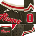 Custom Olive Red-Cream Authentic Throwback Salute To Service Basketball Shorts detail