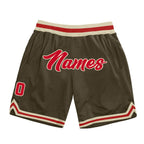 Custom Olive Red-Cream Authentic Throwback Salute To Service Basketball Shorts photo 1