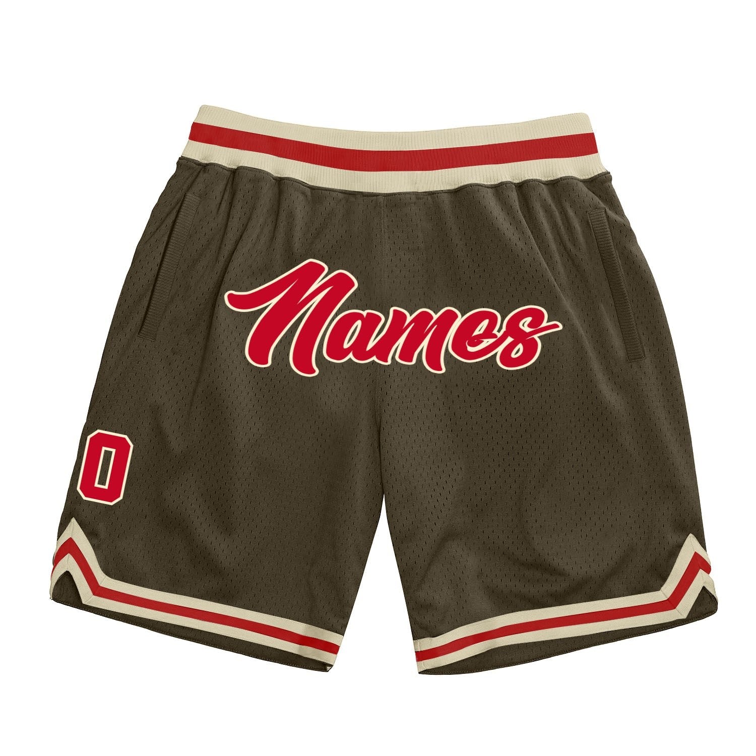 Custom Olive Red-Cream Authentic Throwback Salute To Service Basketball Shorts photo 1