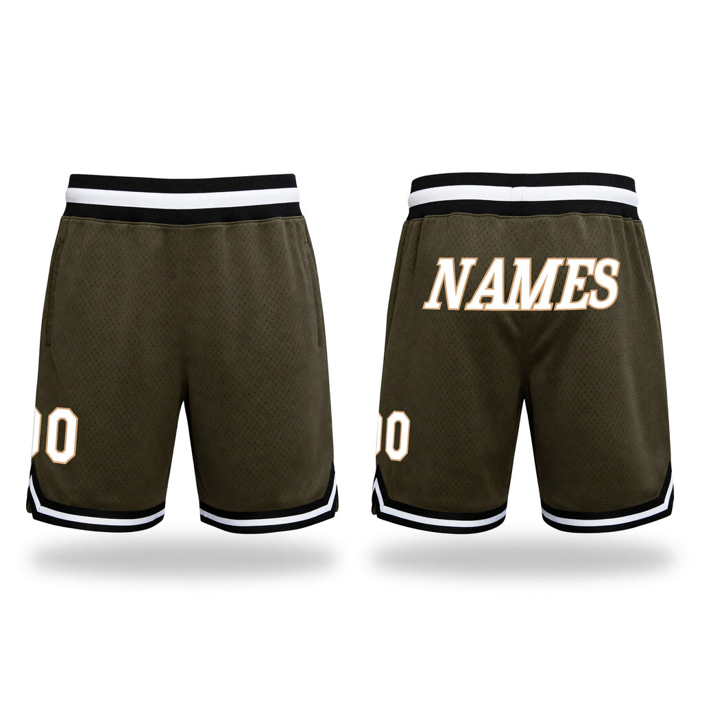 Custom Olive White-Black Authentic Throwback Salute To Service Basketball Shorts