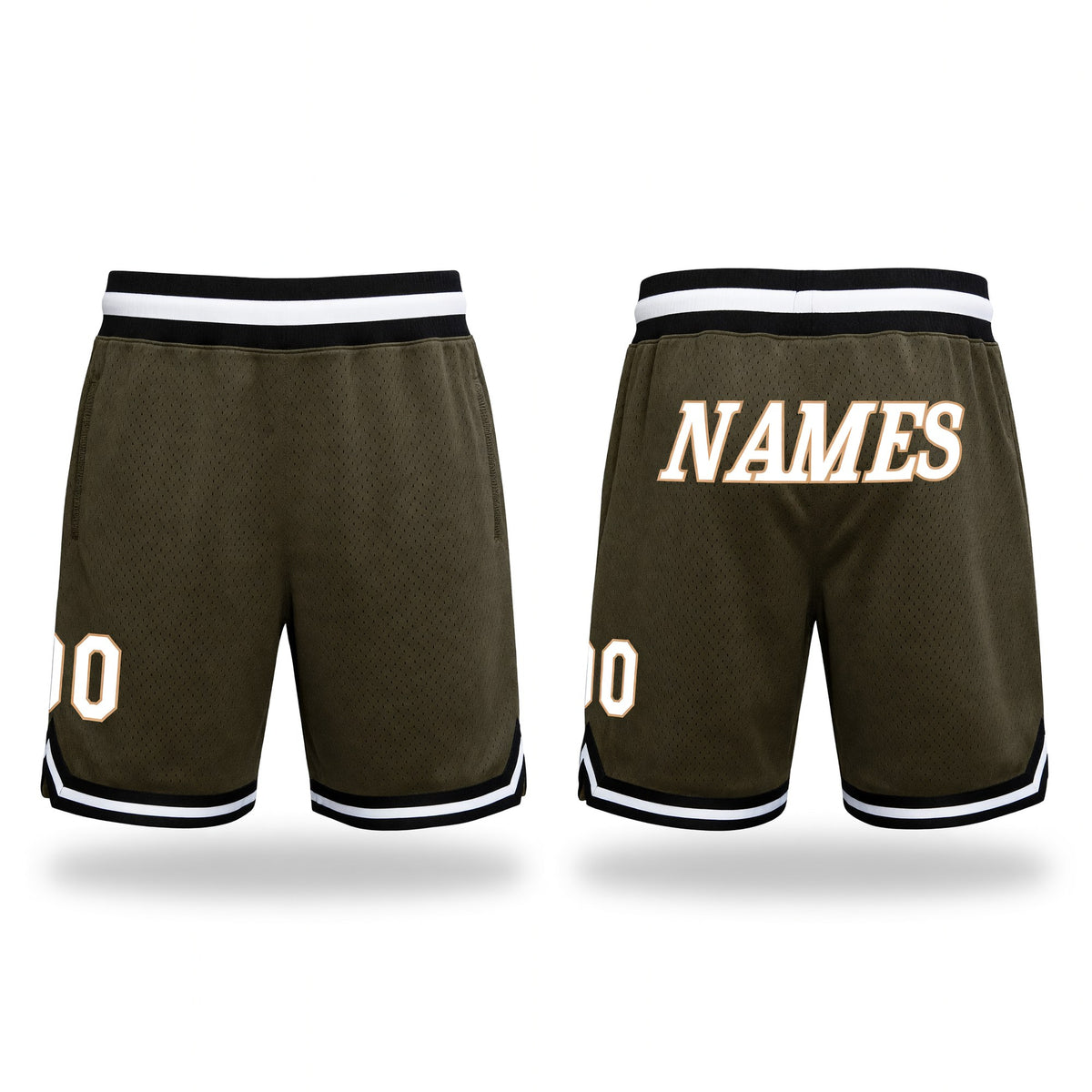Custom Olive White-Black Authentic Throwback Salute To Service Basketball Shorts