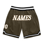 Custom Olive White-Black Authentic Throwback Salute To Service Basketball Shorts photo 1