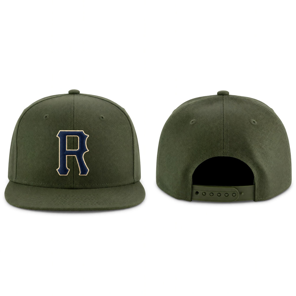 Custom Olive Black-Cream Stitched Adjustable Snapback Salute To Service Hat