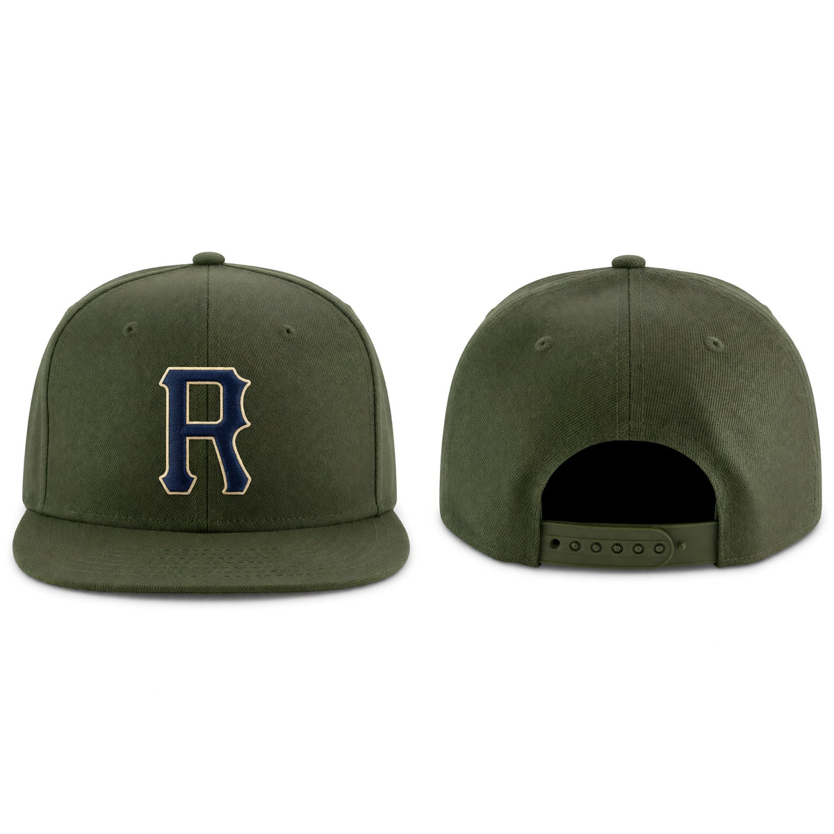 Custom Olive Black-Cream Stitched Adjustable Snapback Salute To Service Hat