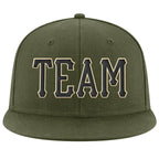 Custom Olive Black-Cream Stitched Adjustable Snapback Salute To Service Hat photo 2