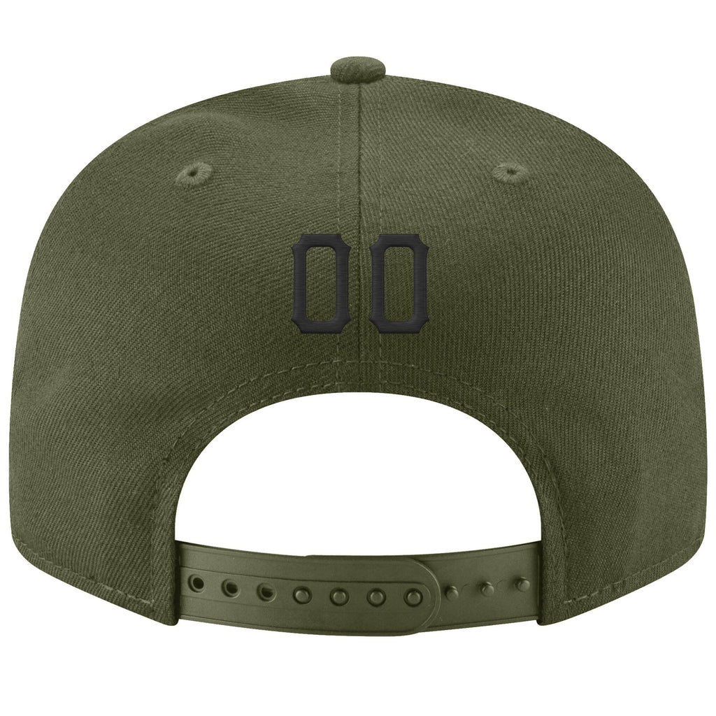 Custom Olive Black-Cream Stitched Adjustable Snapback Salute To Service Hat photo 3