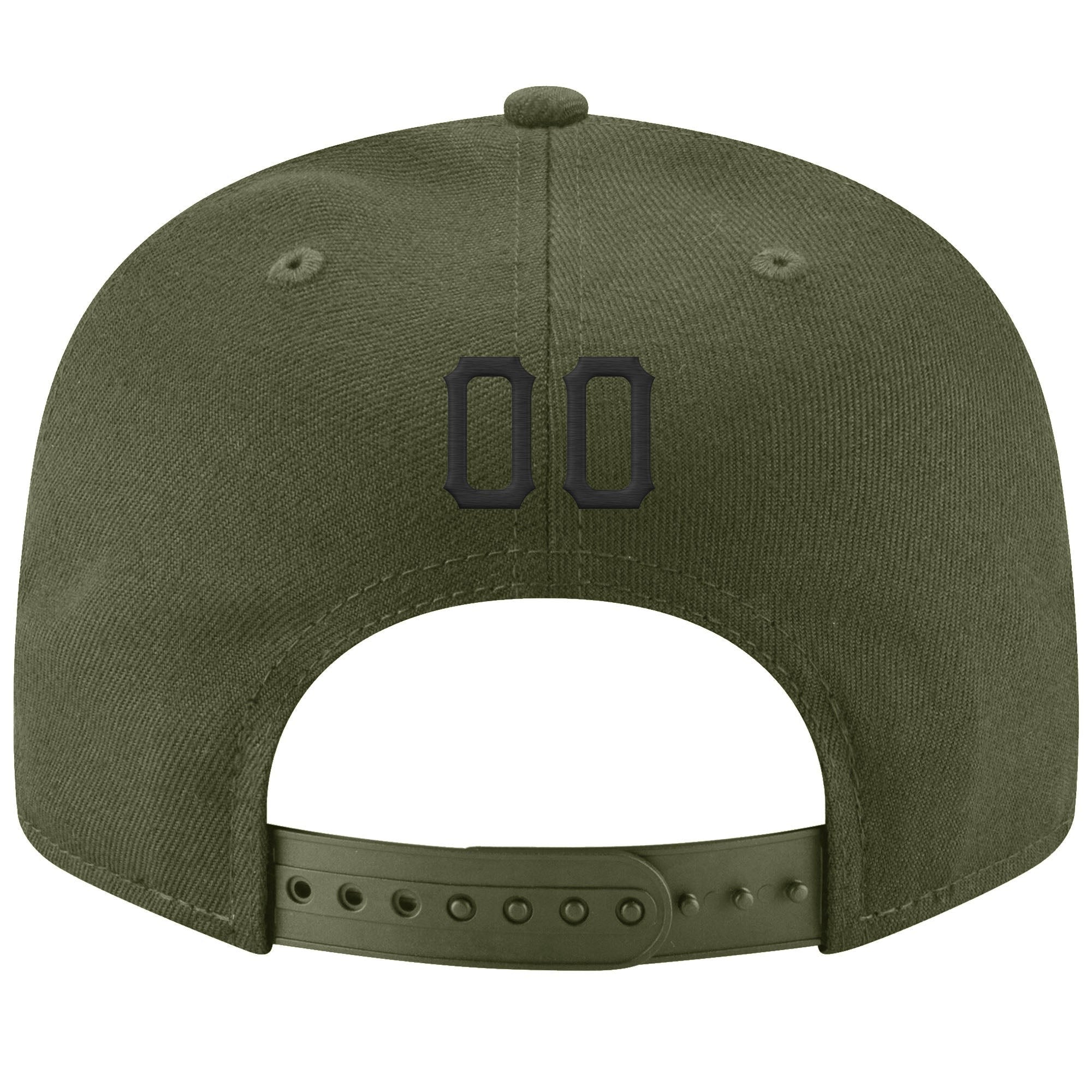 Custom Olive Black-Cream Stitched Adjustable Snapback Salute To Service Hat photo 3