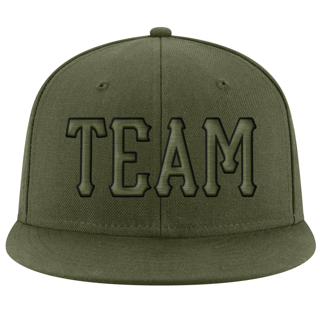 Custom Olive Olive-Black Stitched Adjustable Snapback Salute To Service Hat photo 2