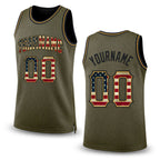 Custom Olive Vintage USA Flag-Black Authentic Throwback Salute To Service Basketball Jersey