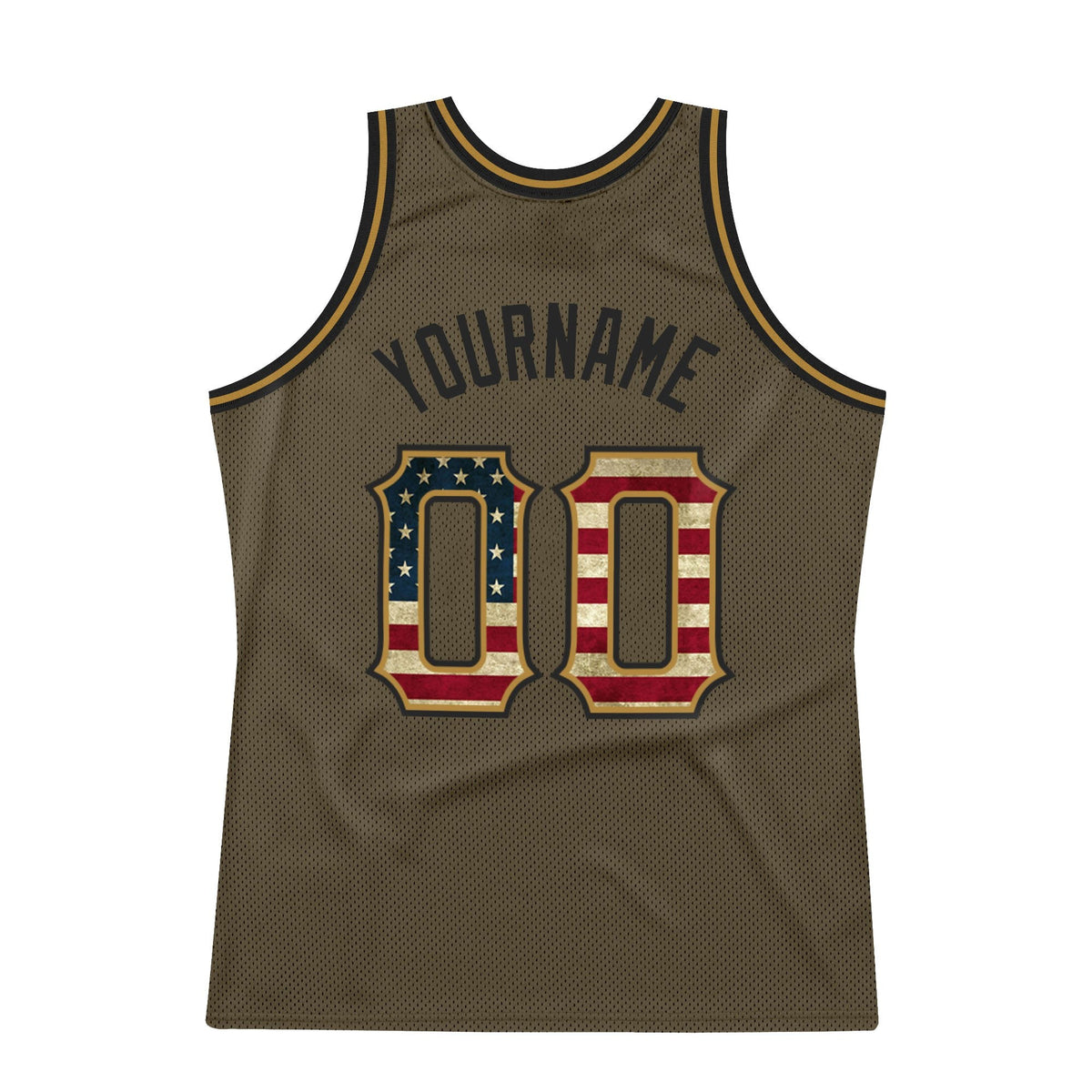Custom Olive Vintage USA Flag-Black Authentic Throwback Salute To Service Basketball Jersey photo 5
