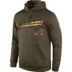 Custom Stitched Olive Vintage USA Flag-Black Sports Pullover Sweatshirt Salute To Service Hoodie photo 2