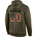 Custom Stitched Olive Vintage USA Flag-Black Sports Pullover Sweatshirt Salute To Service Hoodie photo 3