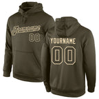 Custom Stitched Olive Olive-Cream Sports Pullover Sweatshirt Salute To Service Hoodie