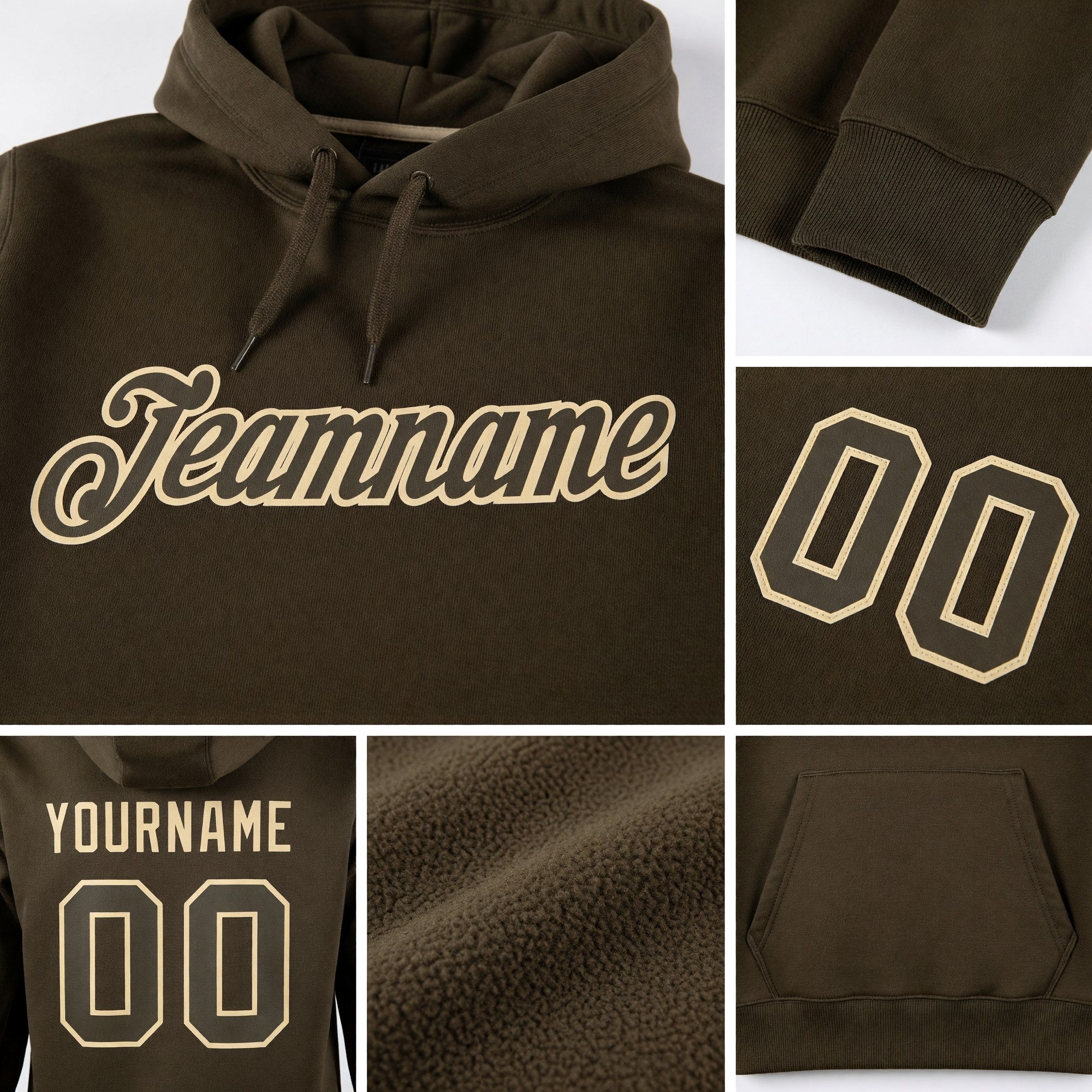 Custom Stitched Olive Olive-Cream Sports Pullover Sweatshirt Salute To Service Hoodie detail
