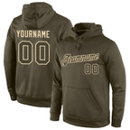 Custom Stitched Olive Olive-Cream Sports Pullover Sweatshirt Salute To Service Hoodie photo 1