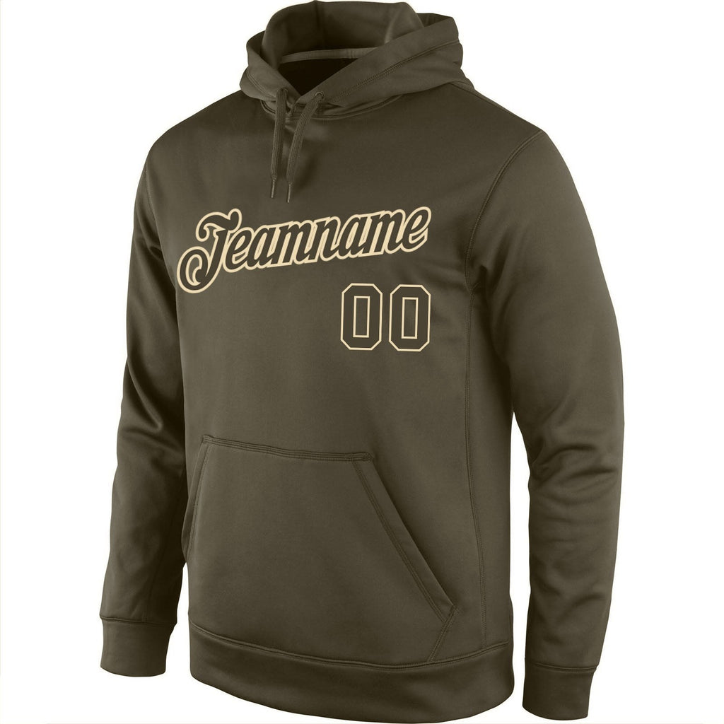Custom Stitched Olive Olive-Cream Sports Pullover Sweatshirt Salute To Service Hoodie photo 2