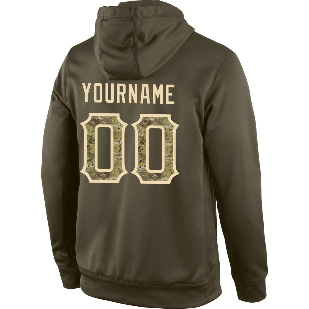 Custom Stitched Olive Camo-Cream Sports Pullover Sweatshirt Salute To Service Hoodie photo 3