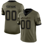 Custom Olive Black-Old Gold Mesh Salute To Service Football Jersey photo 1