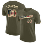 Custom Olive Vintage USA Flag-Cream Performance Salute To Service T-Shirt photo 1