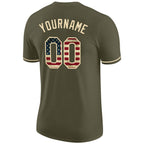 Custom Olive Vintage USA Flag-Cream Performance Salute To Service T-Shirt photo 5