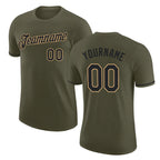 Custom Olive Black-Old Gold Performance Salute To Service T-Shirt