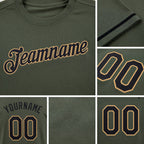 Custom Olive Black-Old Gold Performance Salute To Service T-Shirt detail