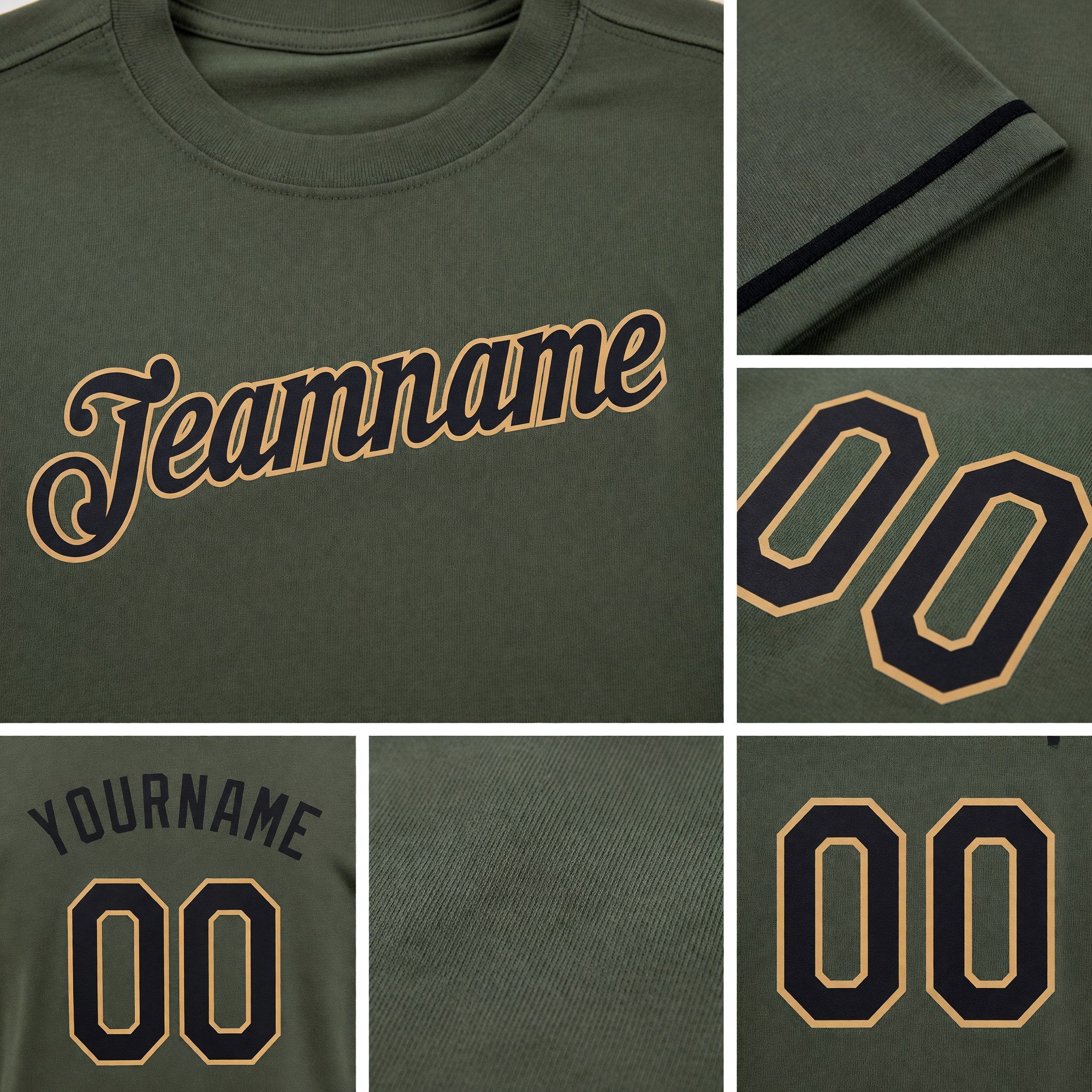 Custom Olive Black-Old Gold Performance Salute To Service T-Shirt detail