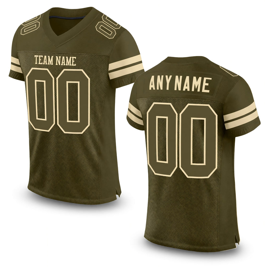Custom Olive Olive-Cream Mesh Authentic Salute To Service Football Jersey