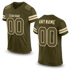 Custom Olive Olive-Cream Mesh Authentic Salute To Service Football Jersey