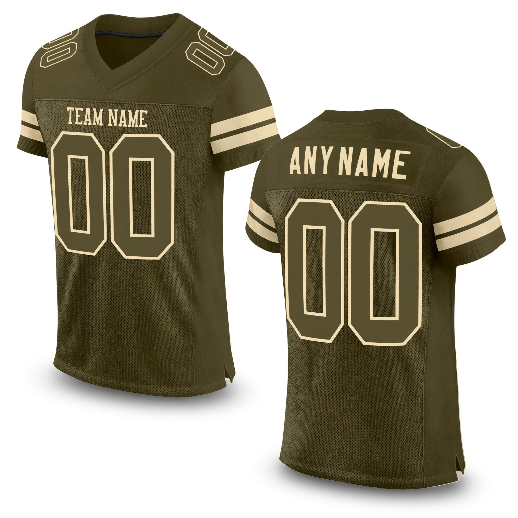 Custom Olive Olive-Cream Mesh Authentic Salute To Service Football Jersey